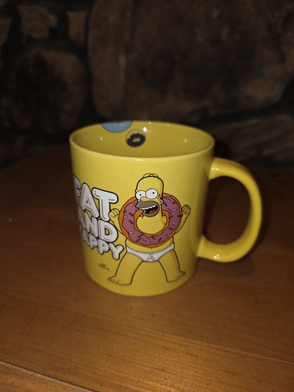 Homer Simpson Yellow Ceramic Coffee Mug - 'Eat and Be Happy'